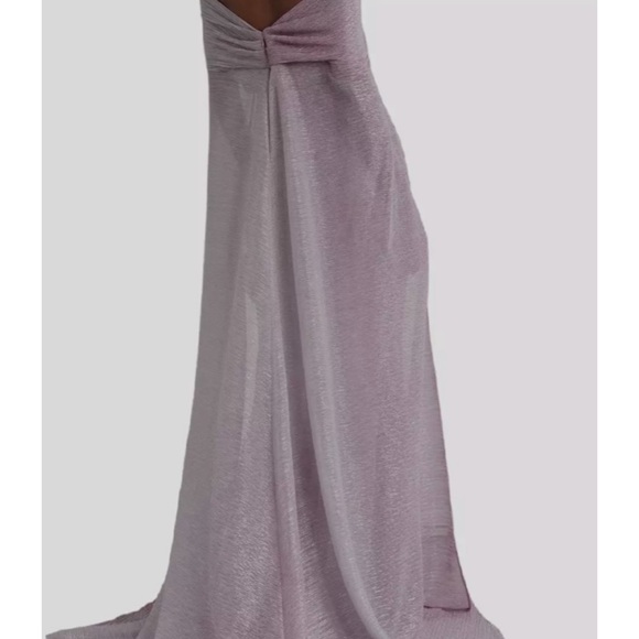 $2750 Talbot Runhof Women's Pink Off-The-Shoulder Cape Metallic
 Size 10 - Picture 2 of 8